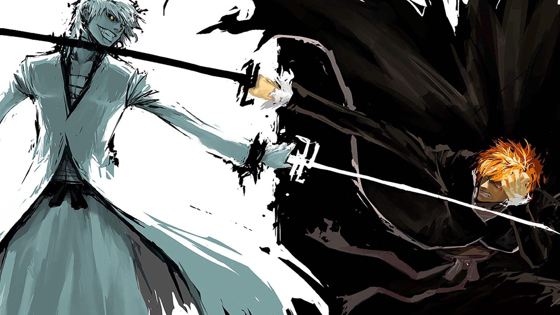 Bleach Sketches Anime Boys Sword Fighting Kurosaki Ichigo Hollow Wallpaper