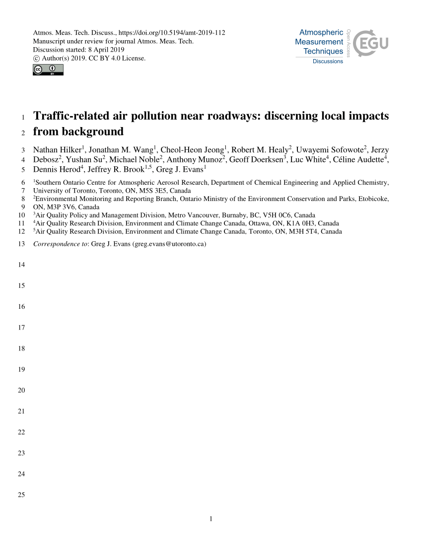 Pdf Traffic Related Air Pollution Near Roadways Discerning Local