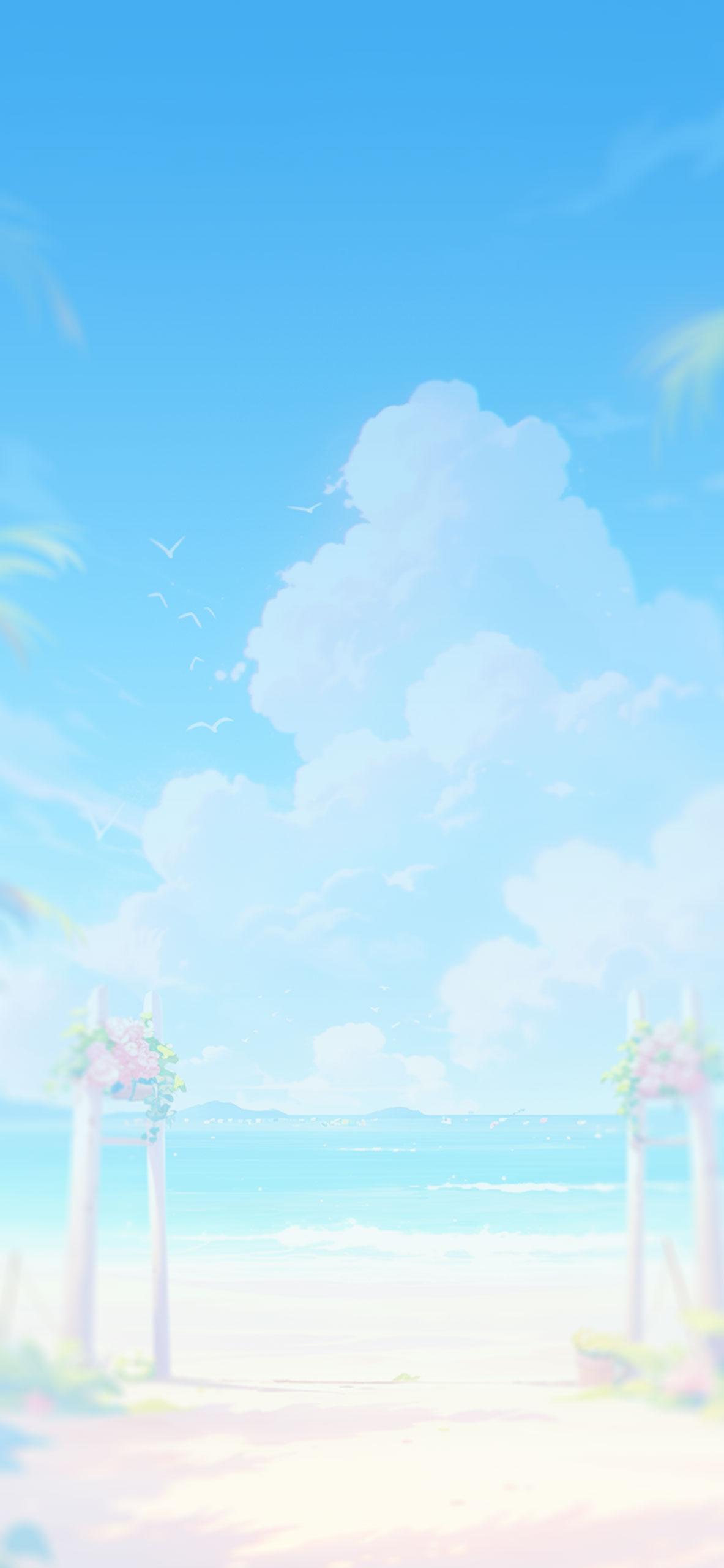Beautiful Summer Beach Anime Wallpaper 4k