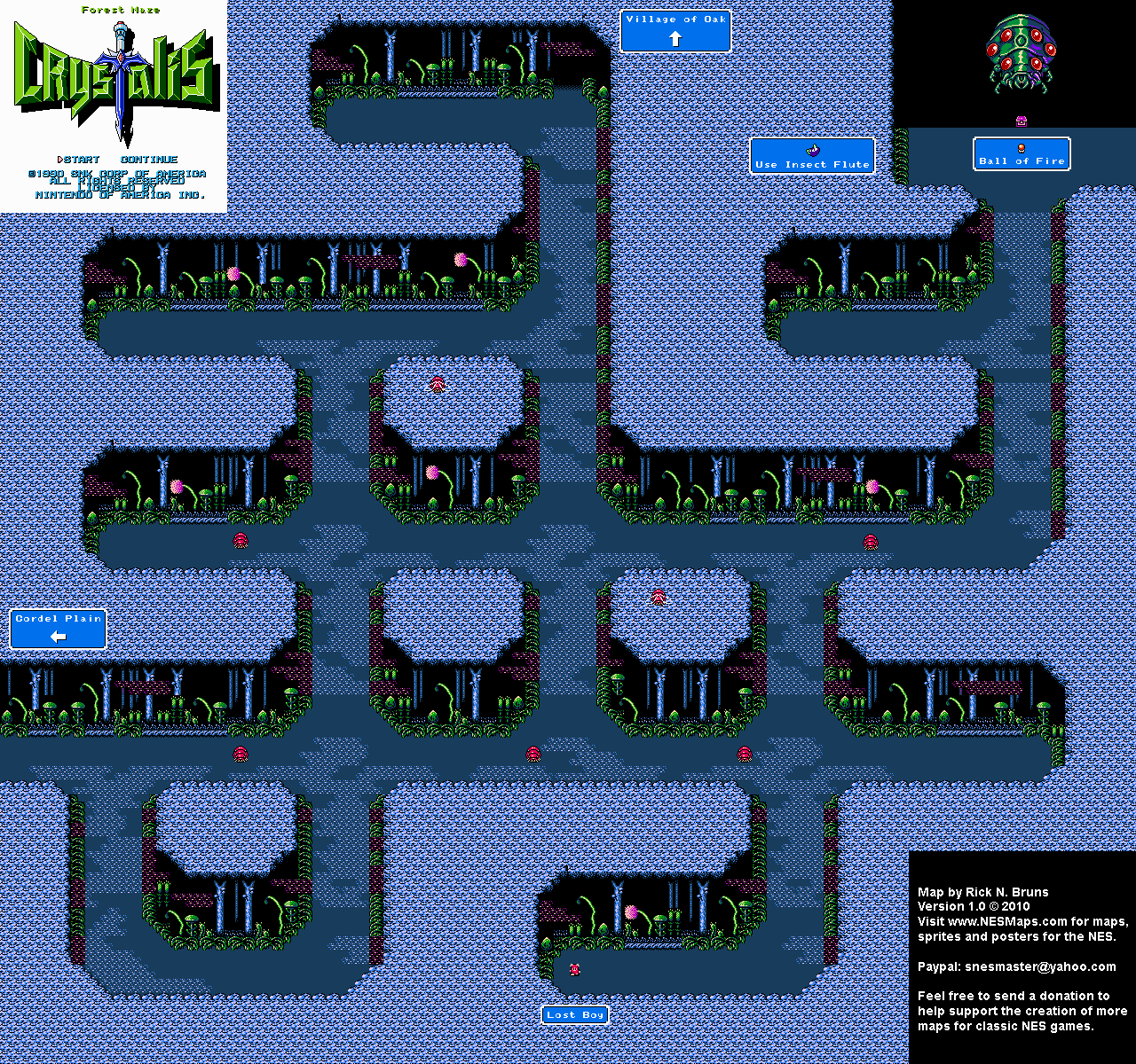 Crystalis Area Forest Maze Map For Game Boy Color By