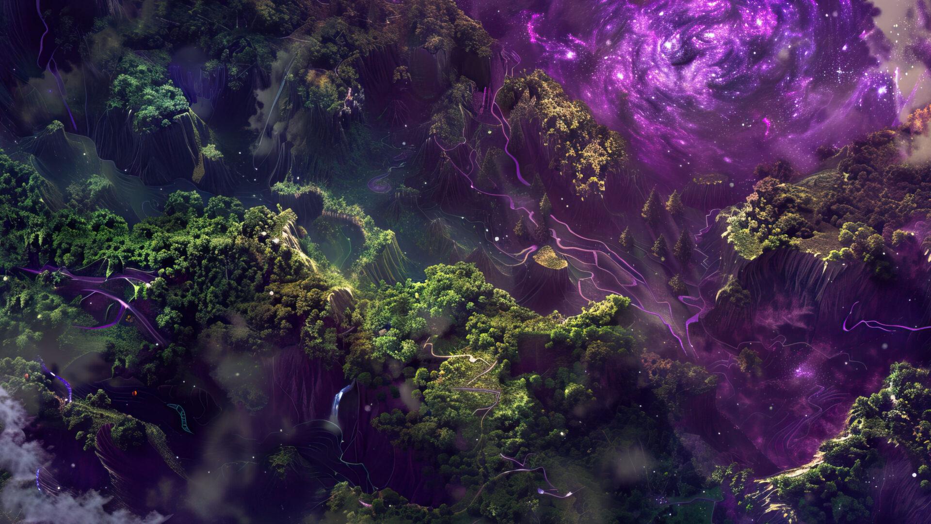 Mystical Forest Galaxy Wallpaper