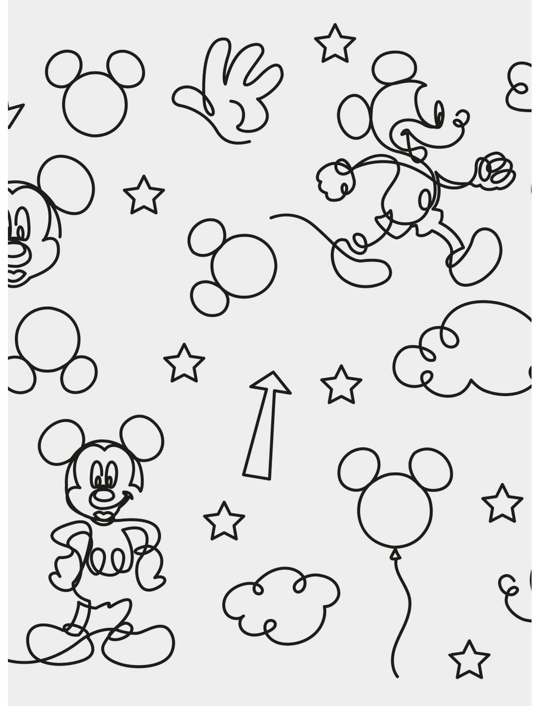 Disney Mickey Mouse Black And White Line Art Peel Stick
