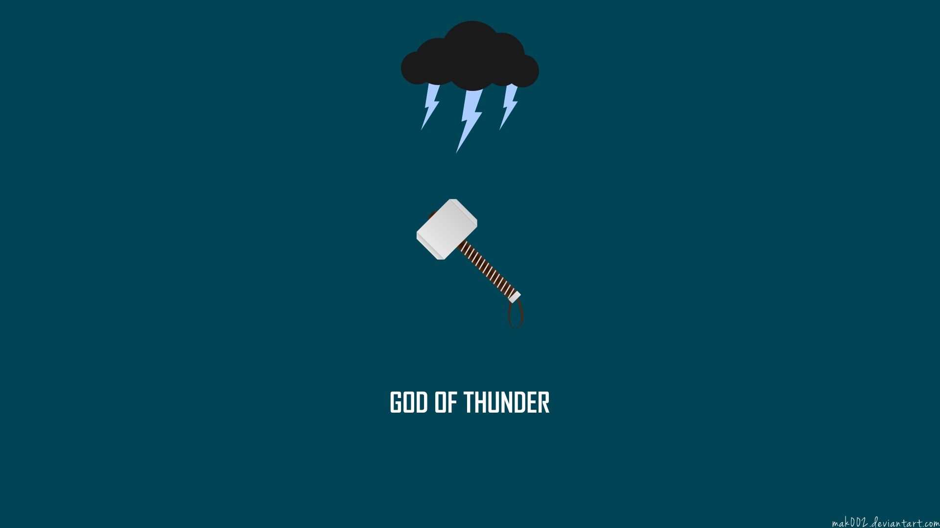 Thor Hammer Mjolnir Marvel Minimal Cloud Lightning HD