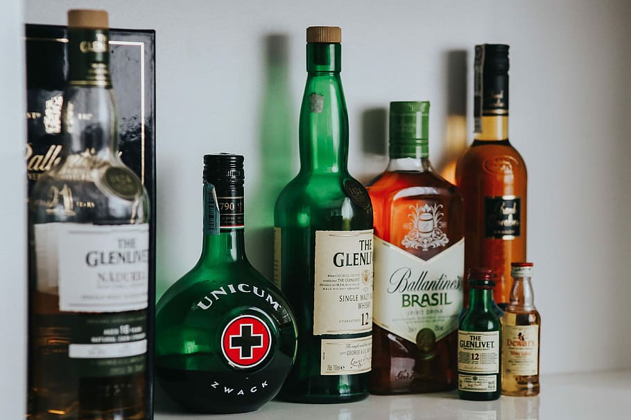 HD Wallpaper Bottles With Liquor Alcohol Unicum Ballantines