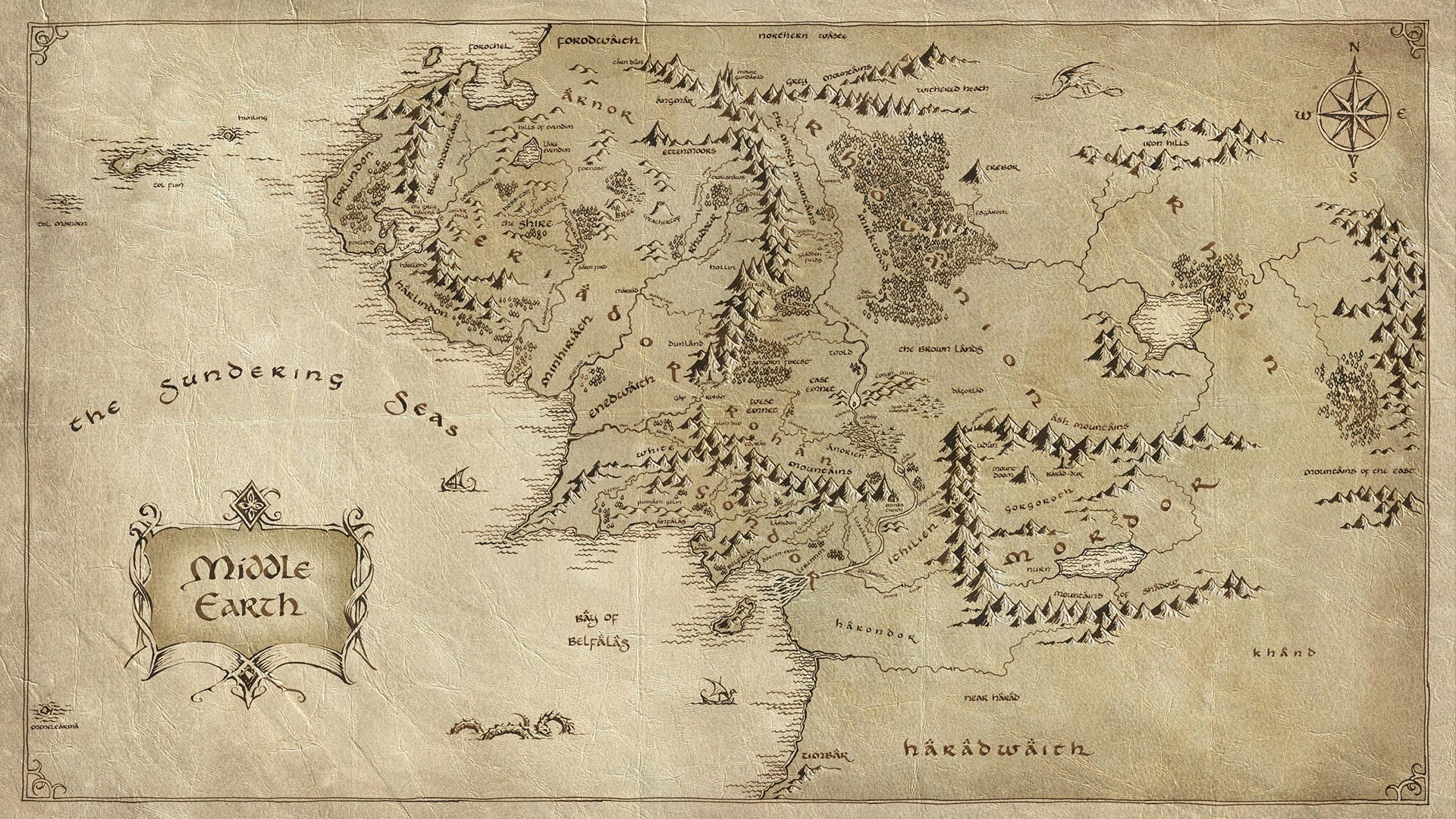 The Lord Of Rings Map Fantasy Movies Hobbit Wallpaper Background