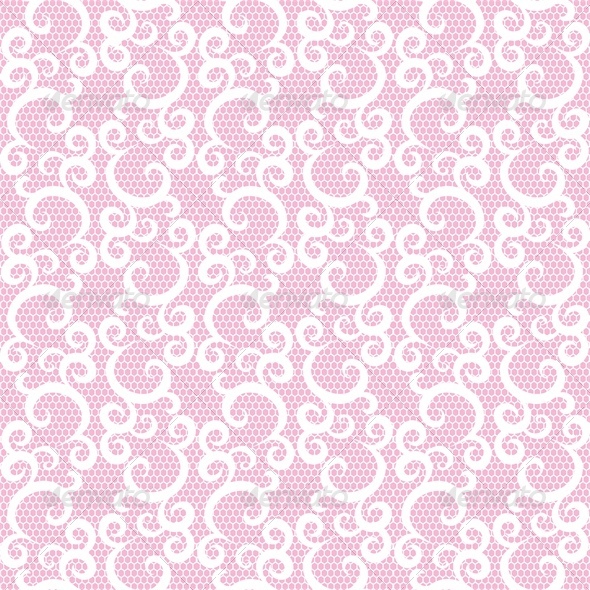 Seamless White Lace Pattern On Pink Background Vector Illustration