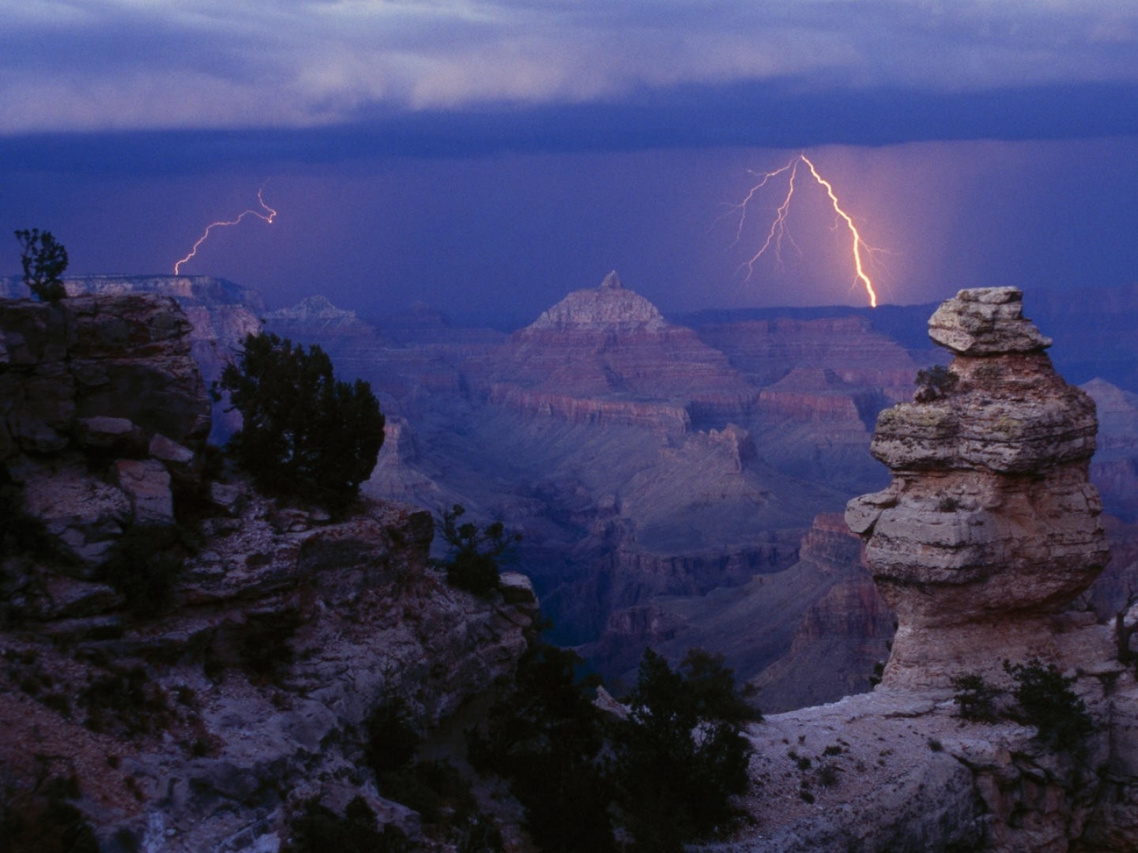 World Storm Arizona Grand Canyon Lightning National Park