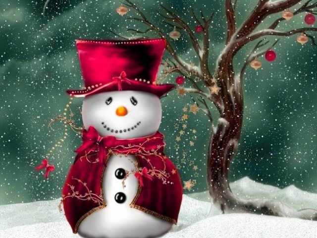 Christmas Snowman Android Wallpaper