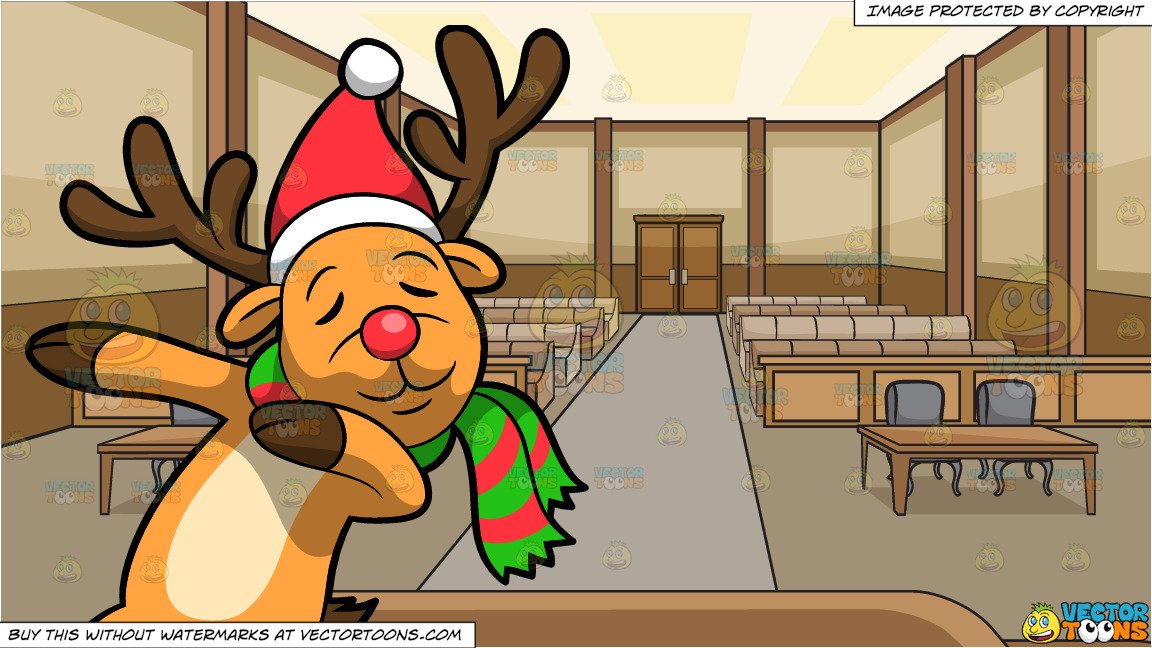 A Dabbing Reindeer And Inside Courtroom Background Clipart