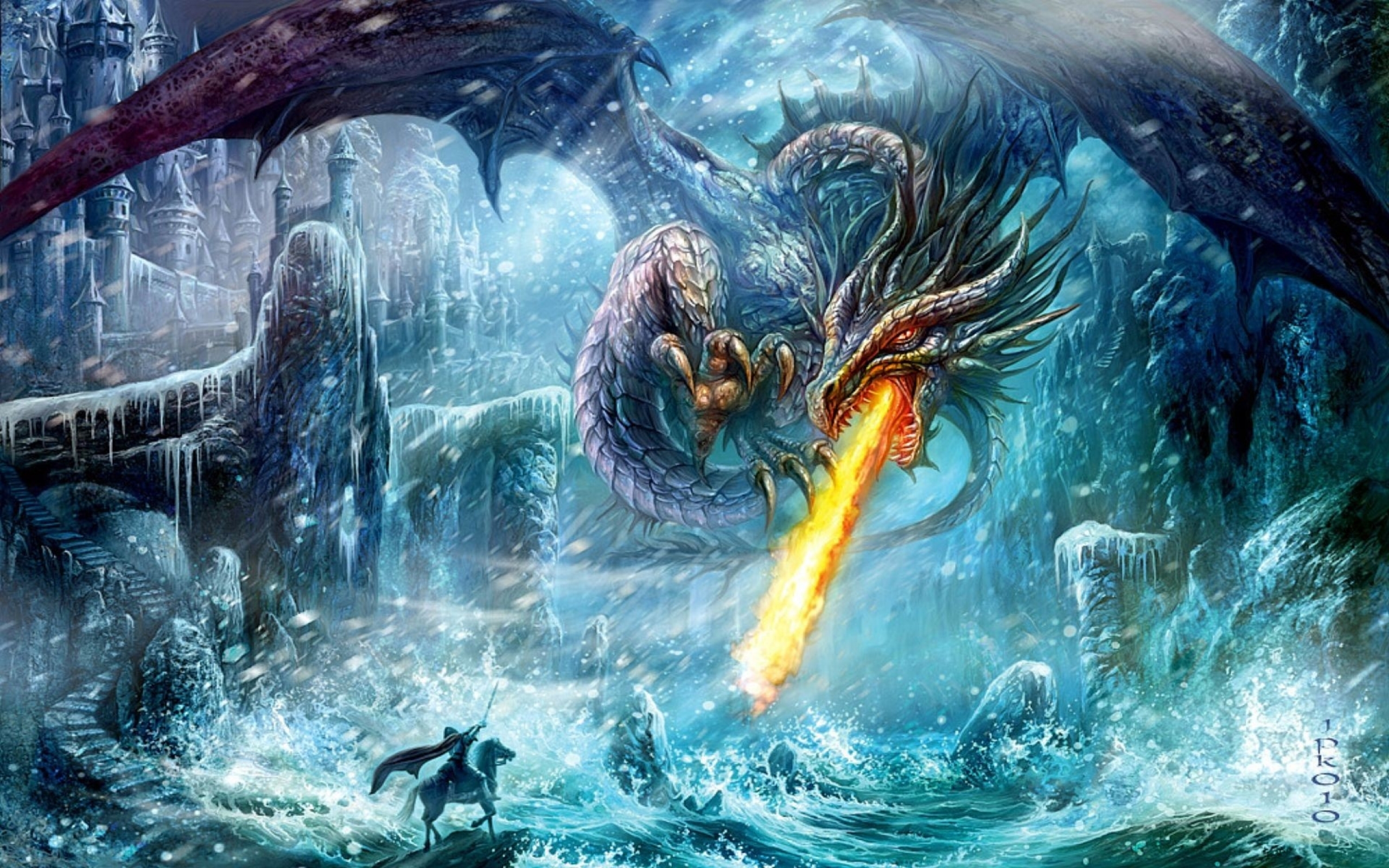 Wallpaper Wings Dragons Fire Fantasy Art