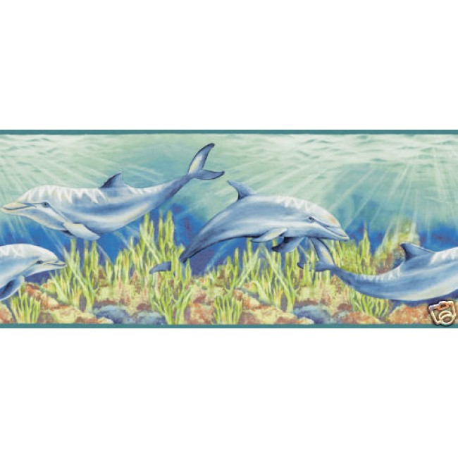 Dolphin Under The Aqua Sea Wallpaper Border All Walls