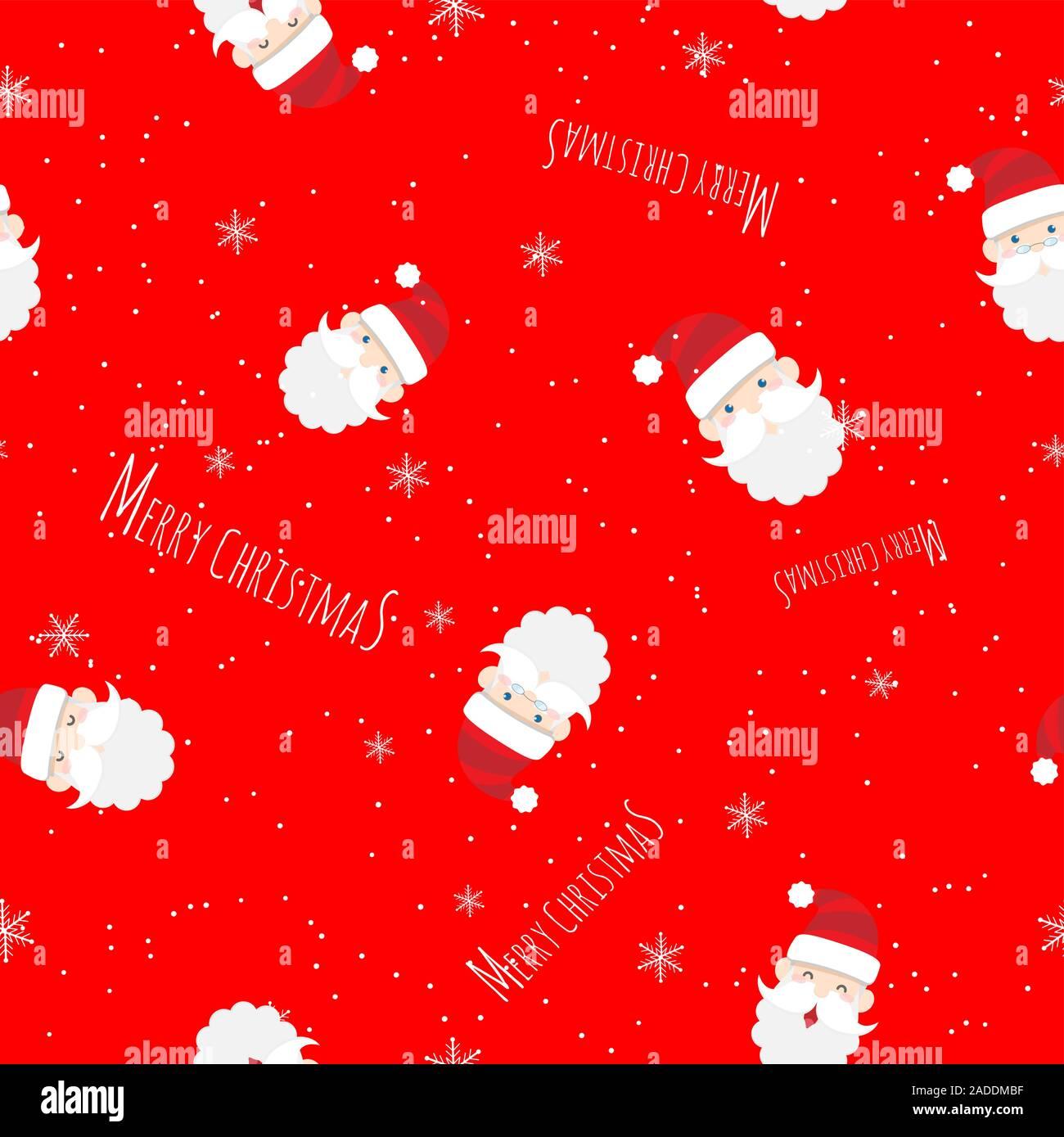 vector seamless cute Santa Claus cartoon with text Merry Christmas