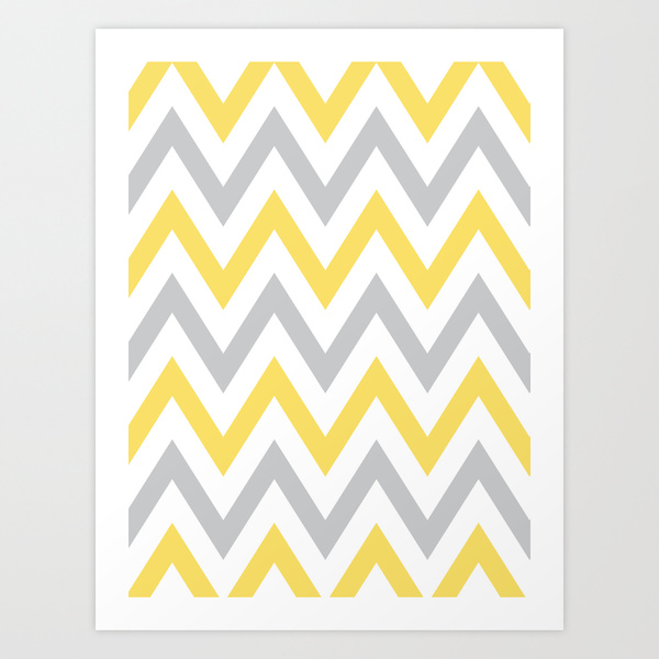 🔥 Free download Gray Yellow Chevron Art Print by Dani Society6 [600x600