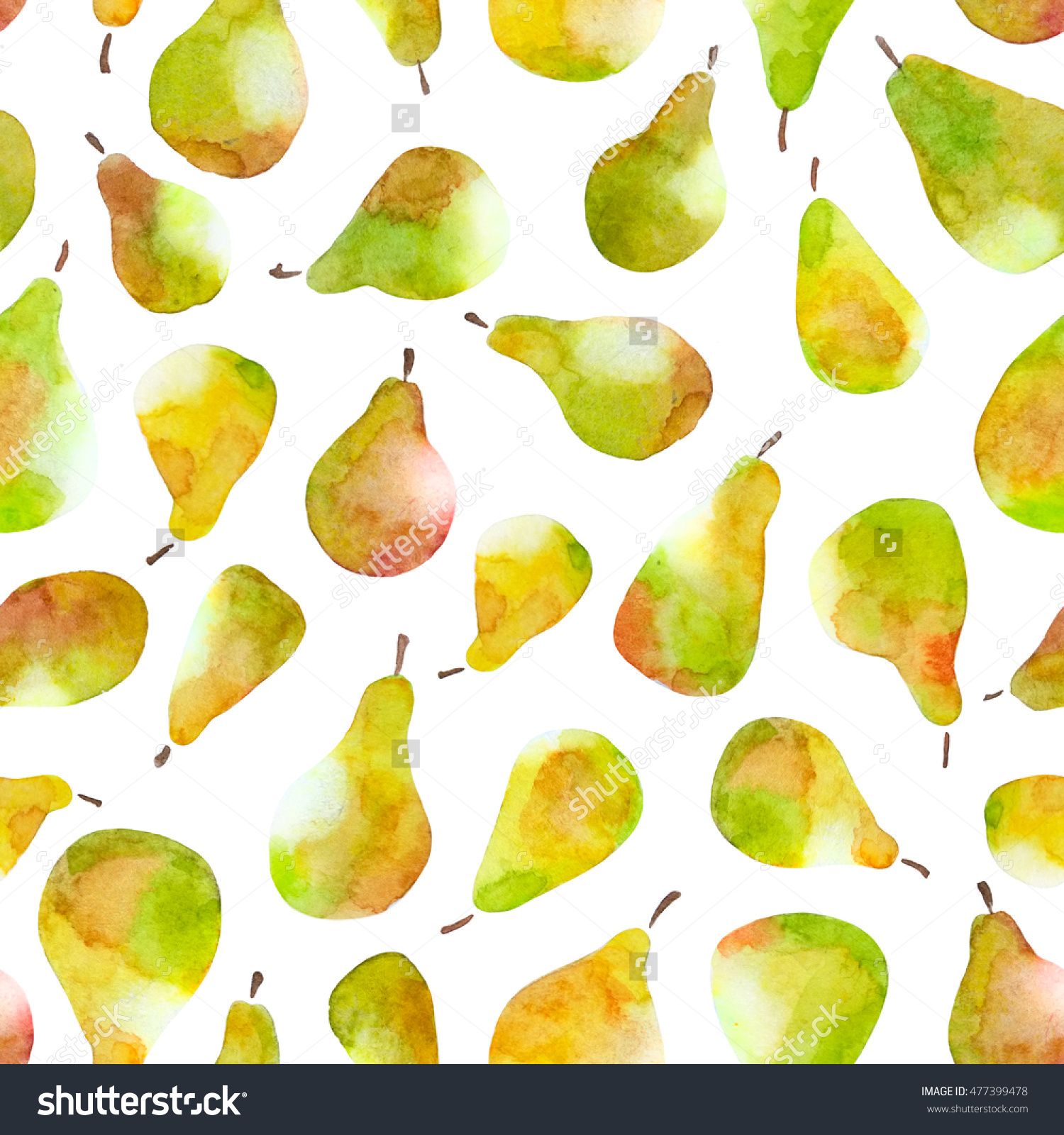 Seamless Pattern With Pears Isolated On White Background