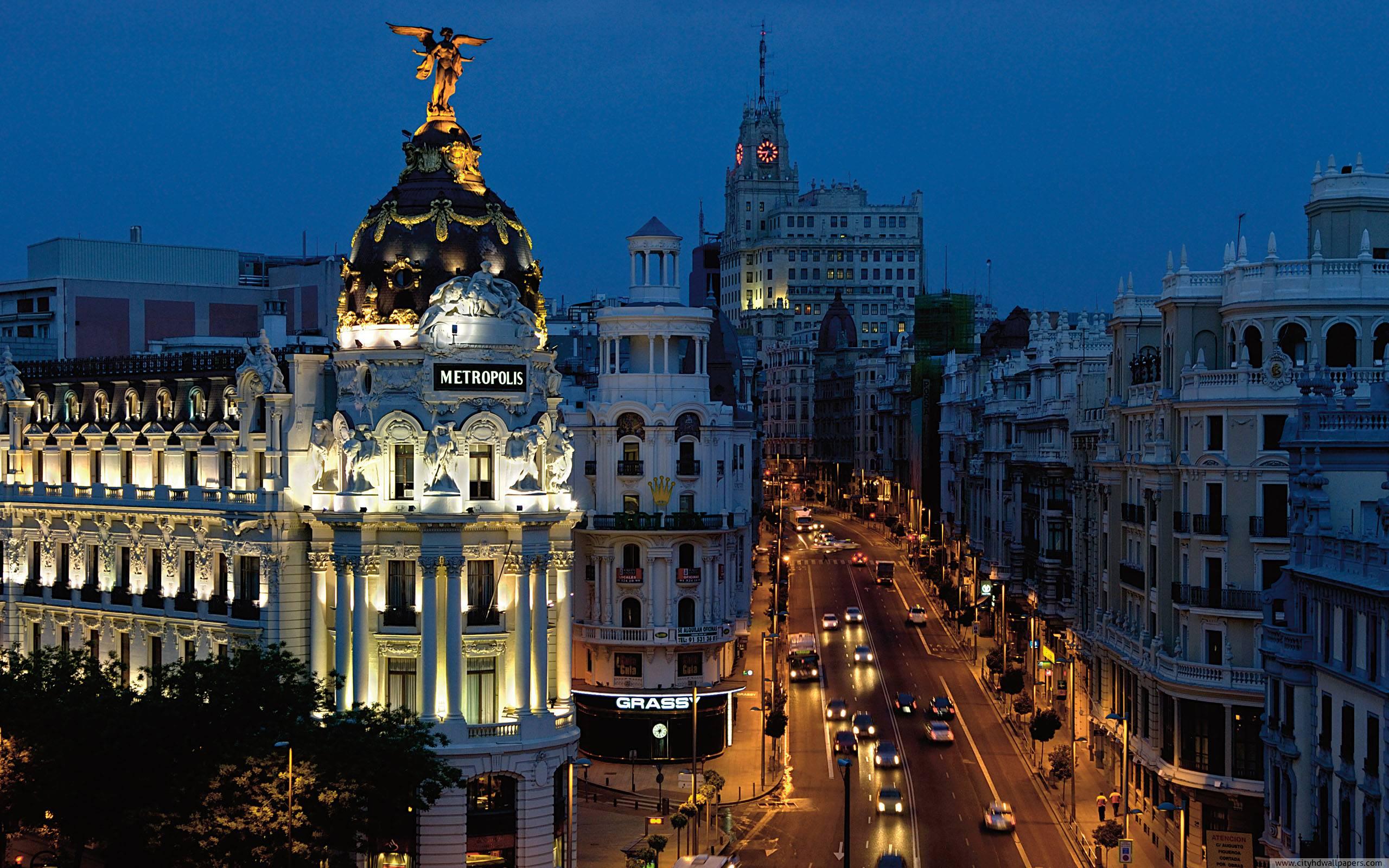 Of Madrid Night In Spain City HD Wallpaper More About