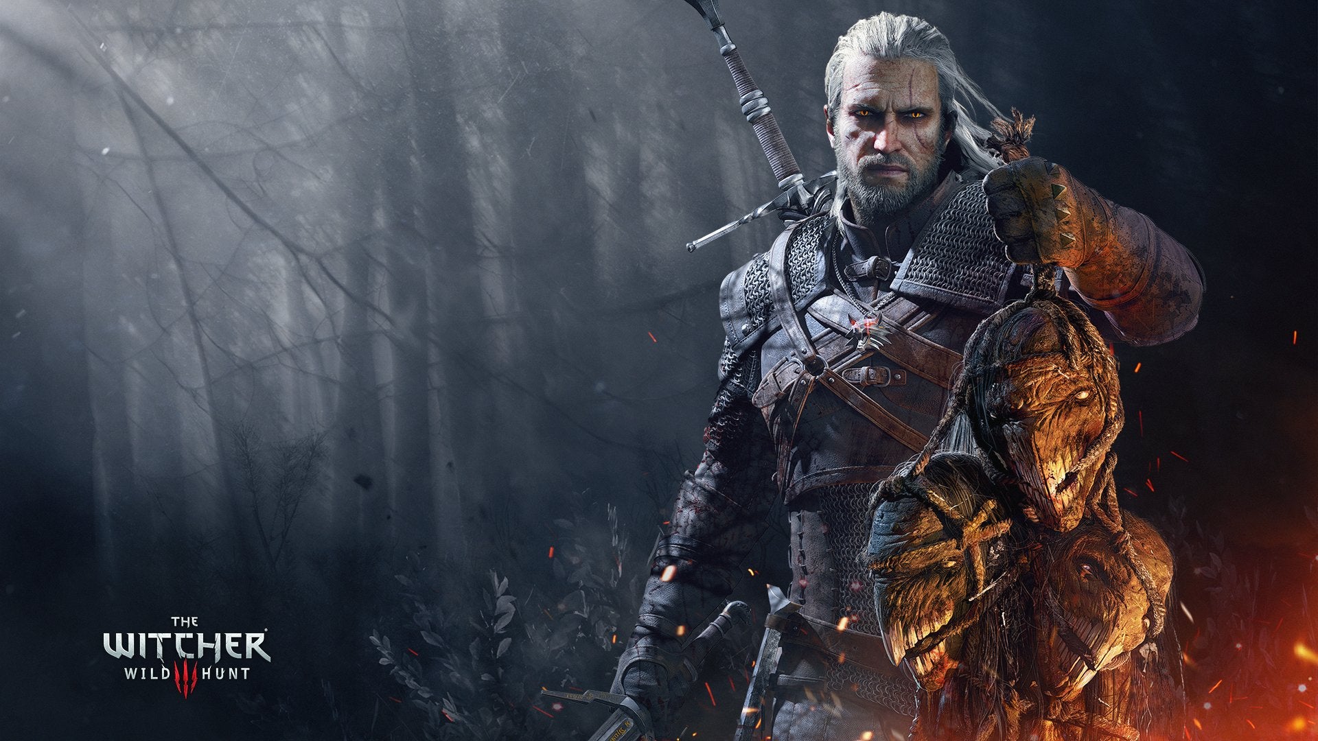 Geralt With Trophies Official Wallpaper Witcher