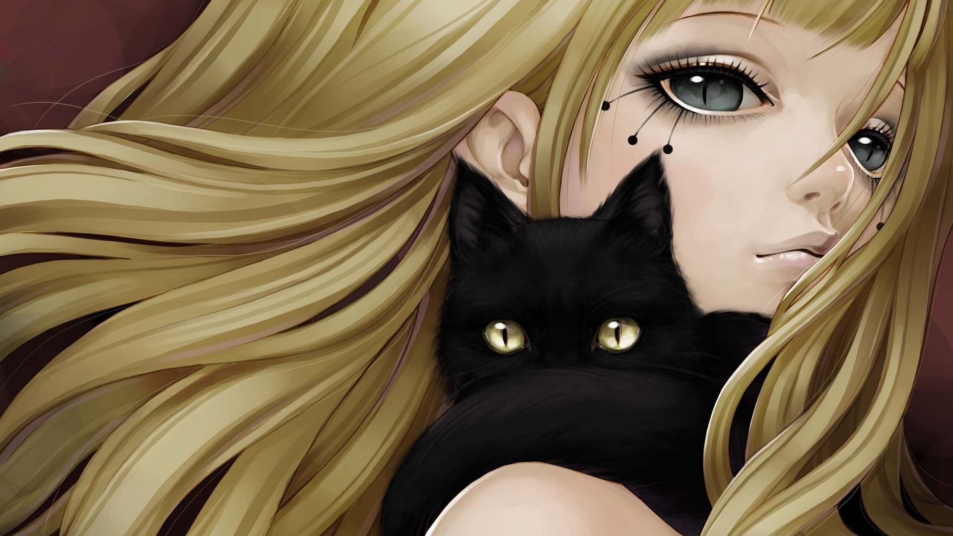 Anime Girl And Black Cat   High Definition Wallpapers   HD wallpapers