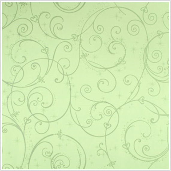 Perfect Princess Green Glitter Scroll Wallpaper Wall Sticker Outlet