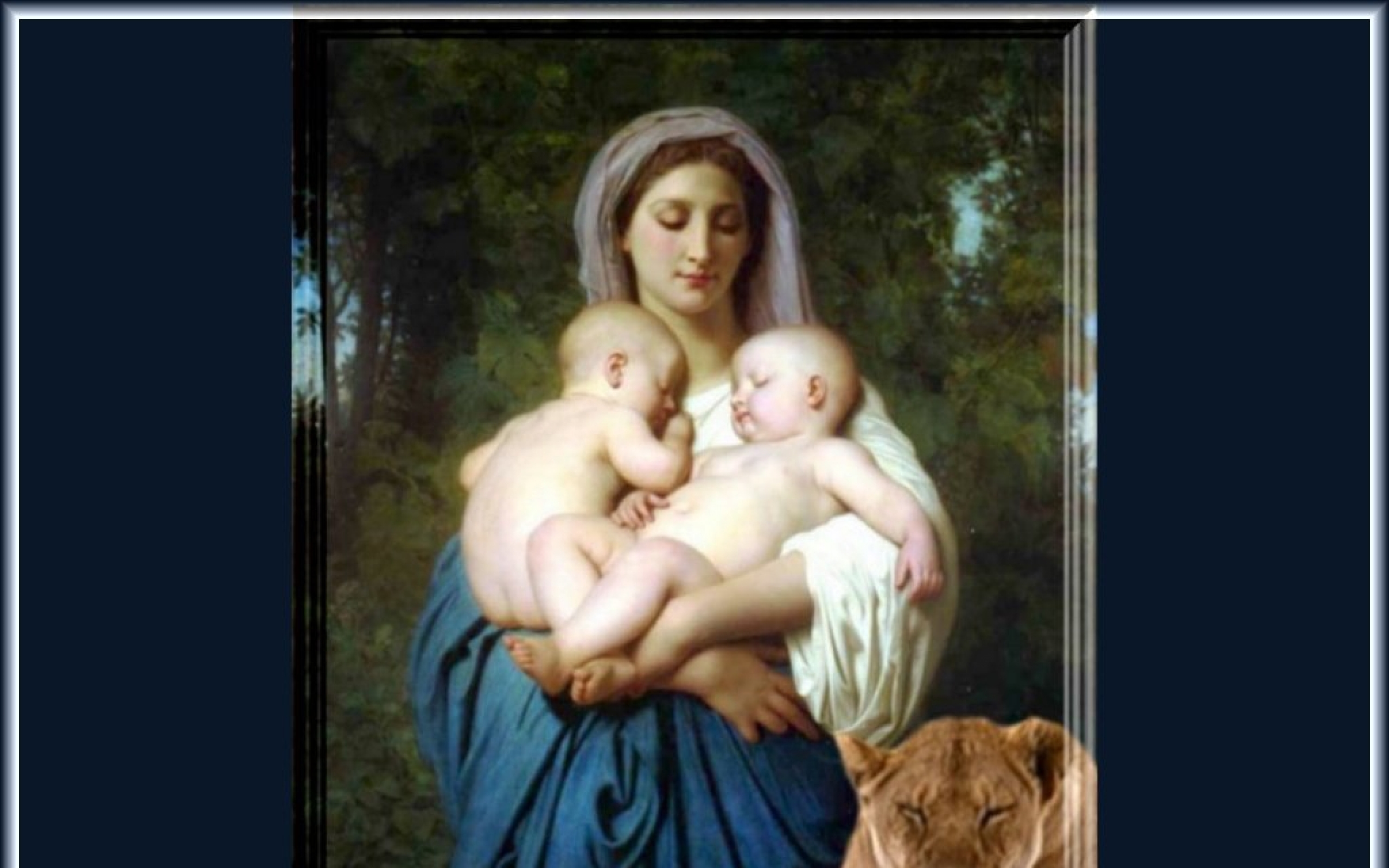 Blessed Mother Lions And Lambs Wallpaper