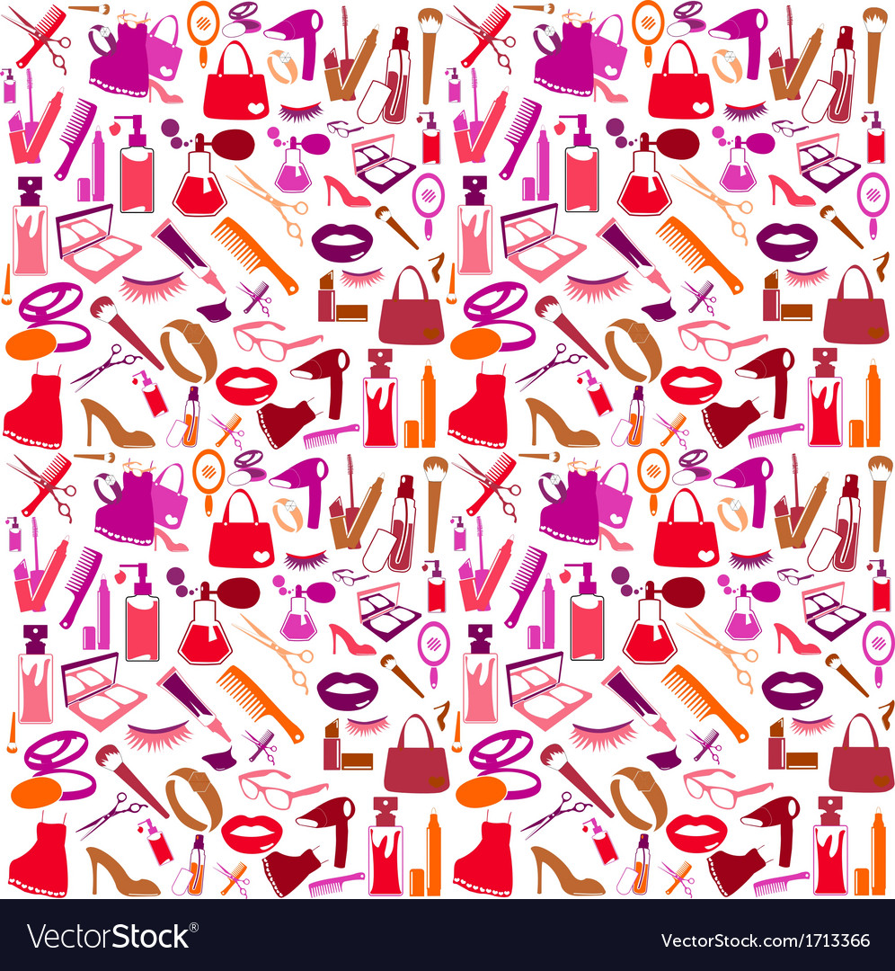 Cosmetic Make Up And Beauty Icons Background Vector Image