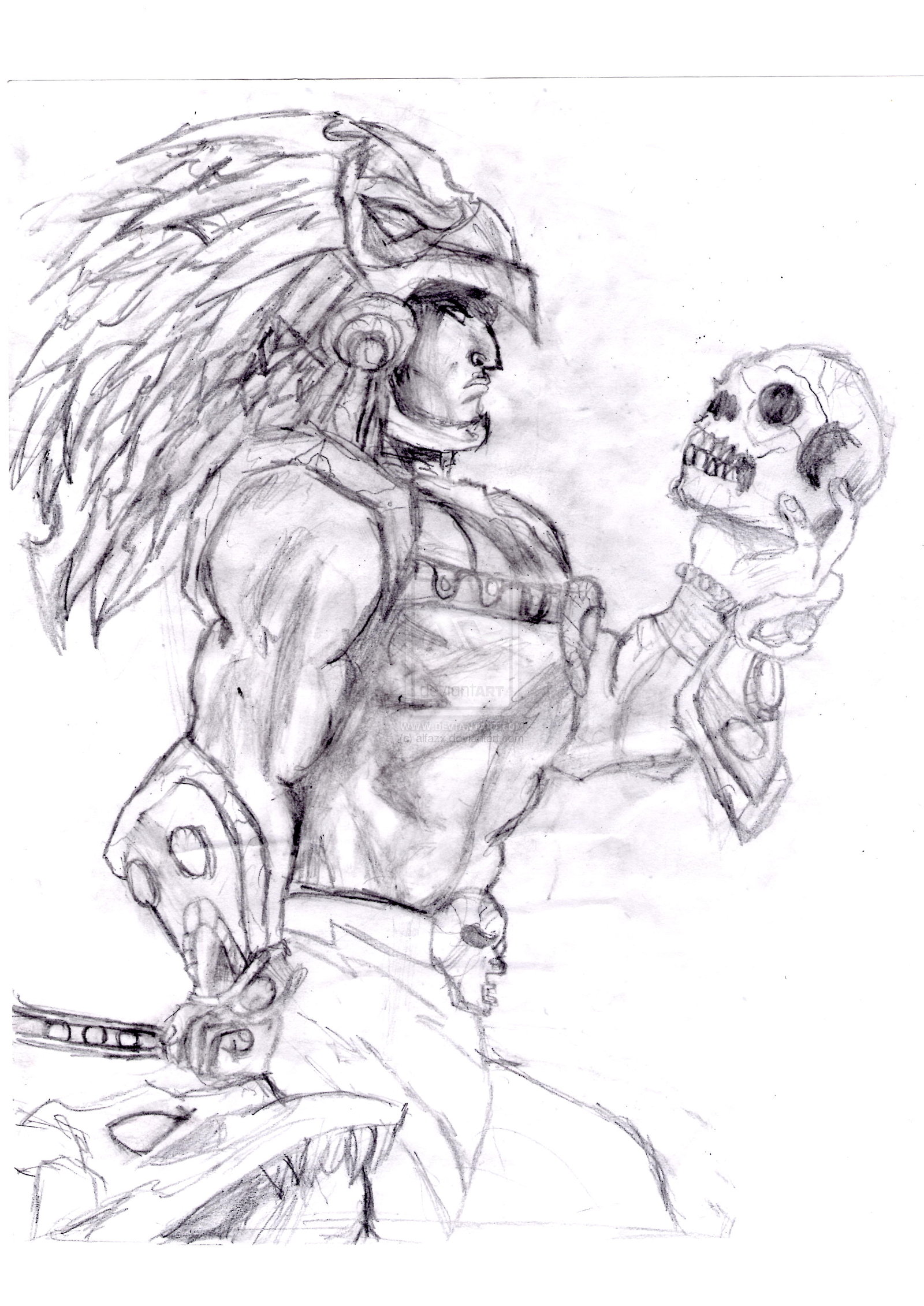 Free download Aztec Warrior Drawing [1600x2261] for your Desktop