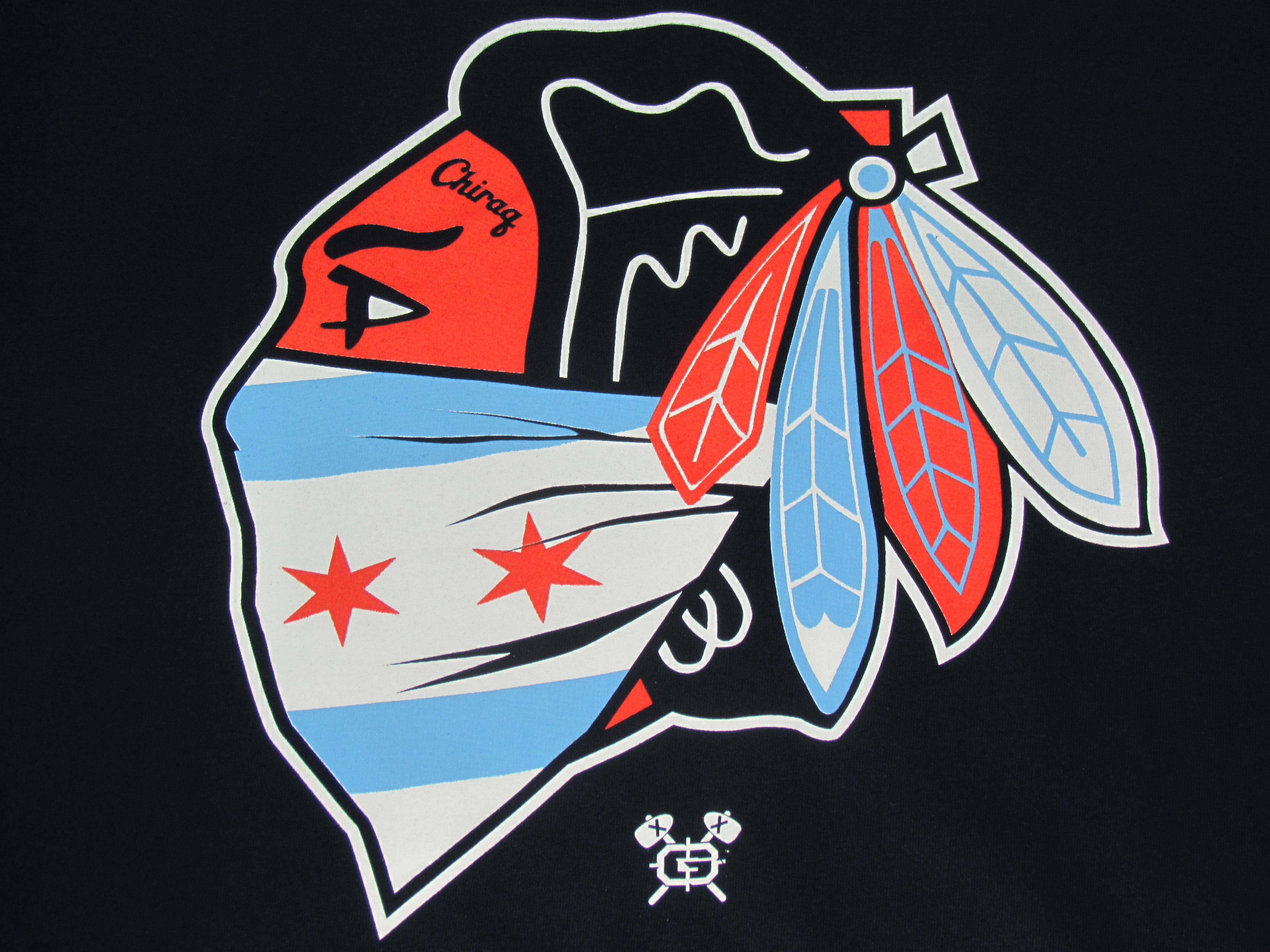 Blackhawks Chicago Flag Navy Tee Laced Up