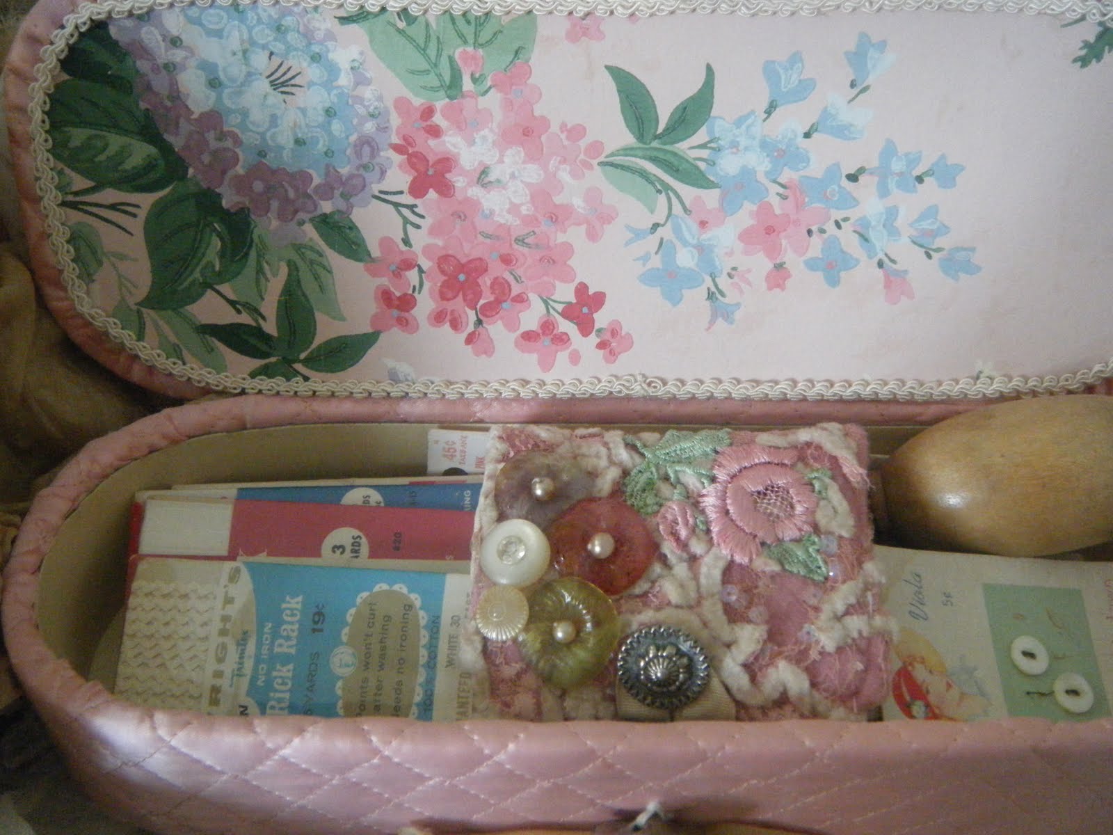 The Box Covered With Vintage Wallpaper Little Pink Fabric