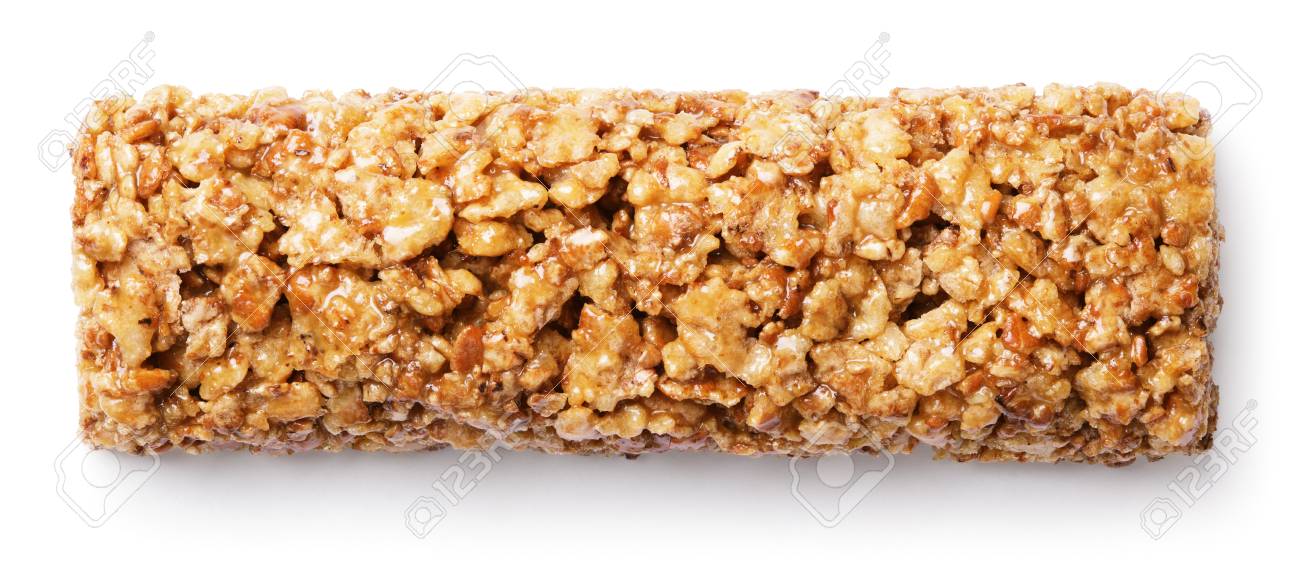 Top Of Healthy Granola Bar Muesli Or Cereal Isolated