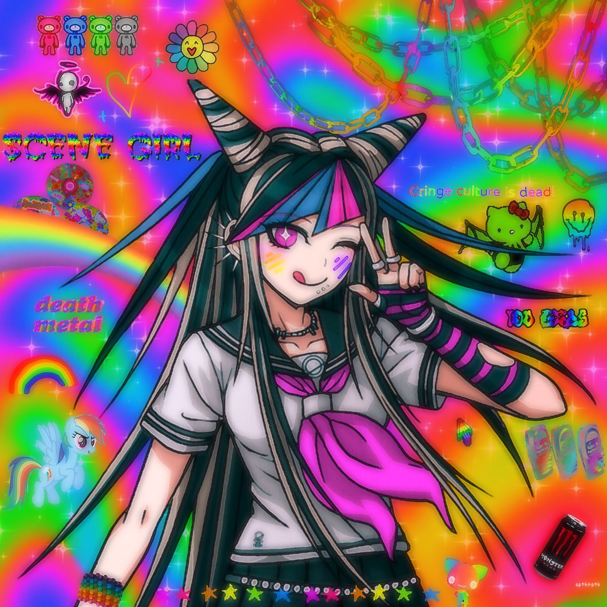 Rainbowcore Ibuki Danganronpa Glitchcore Anime Gothic