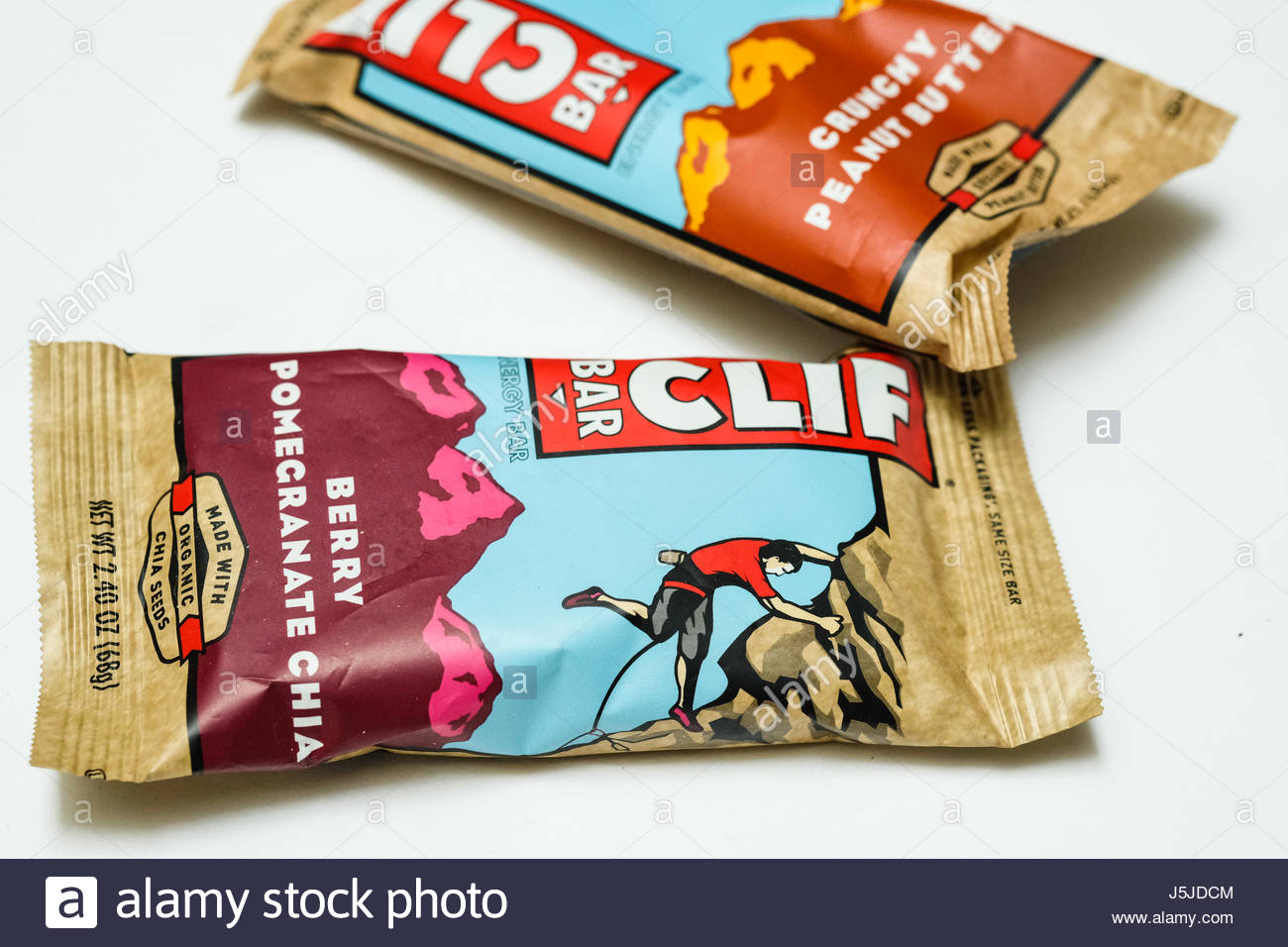 A Horizontal Image Of Pair Clif Bars White Background Stock