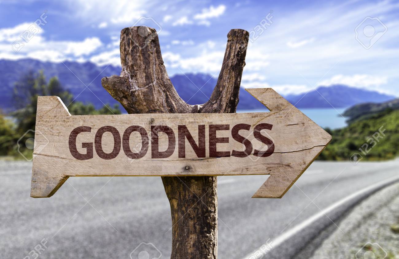 Goodness Sign With Arrow On Road Background Stock Photo Picture