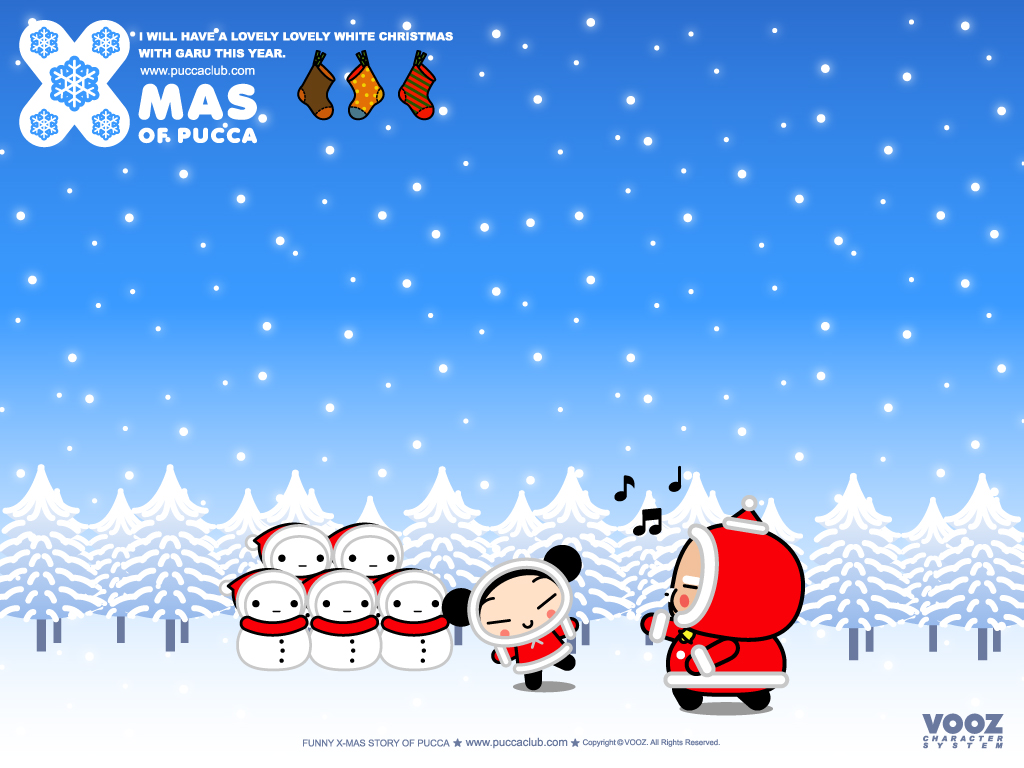 Pucca Christmas Wallpaper With Singing A Choir