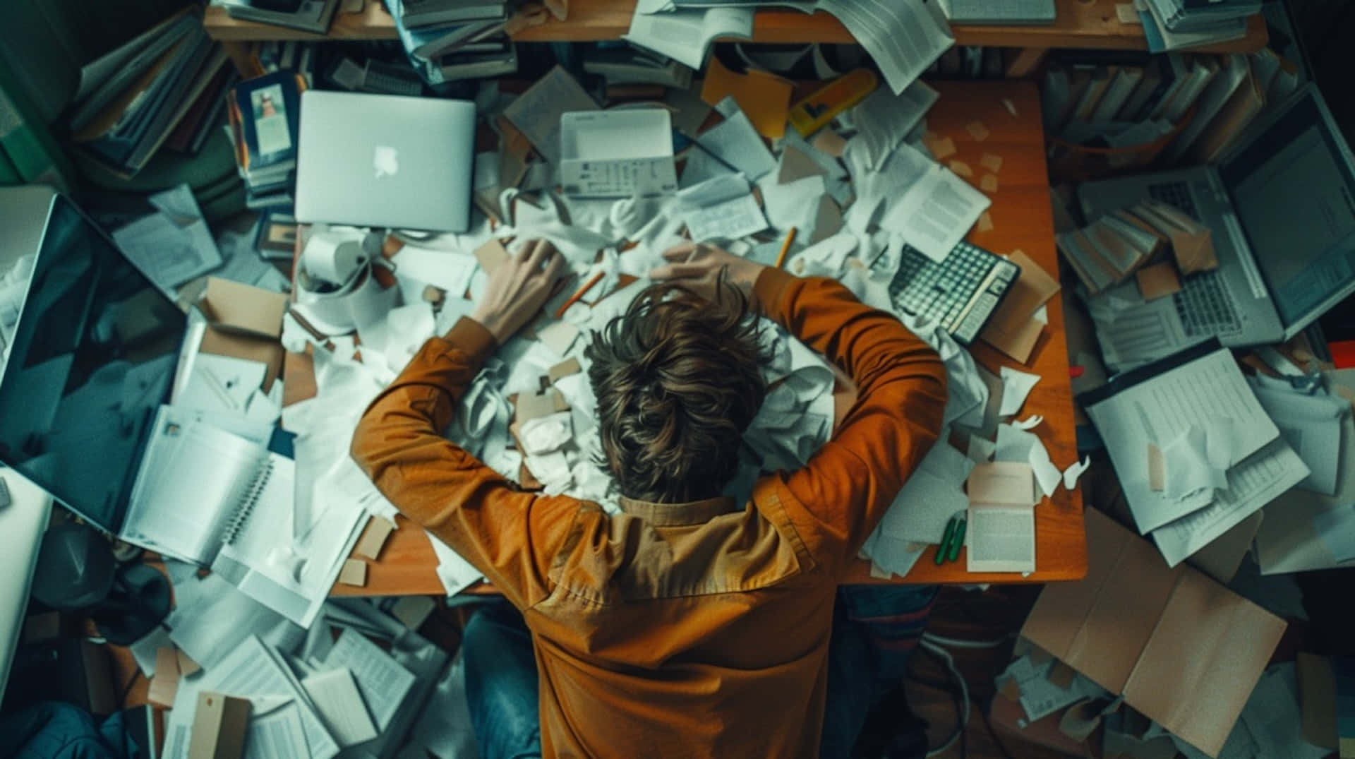Overwhelmed By Paperwork Wallpaper