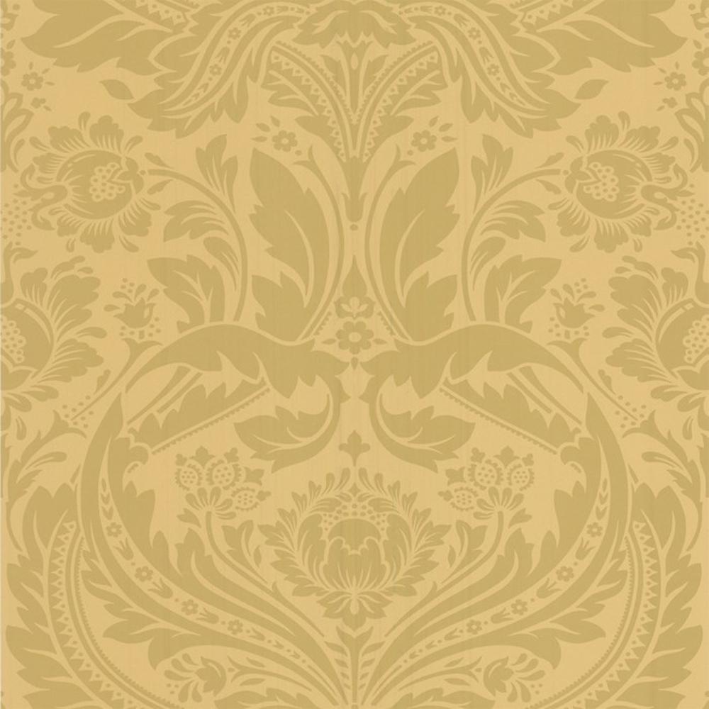 Brown Desire Shimmer Damask Motif Metallic Pattern Gold Wallpaper