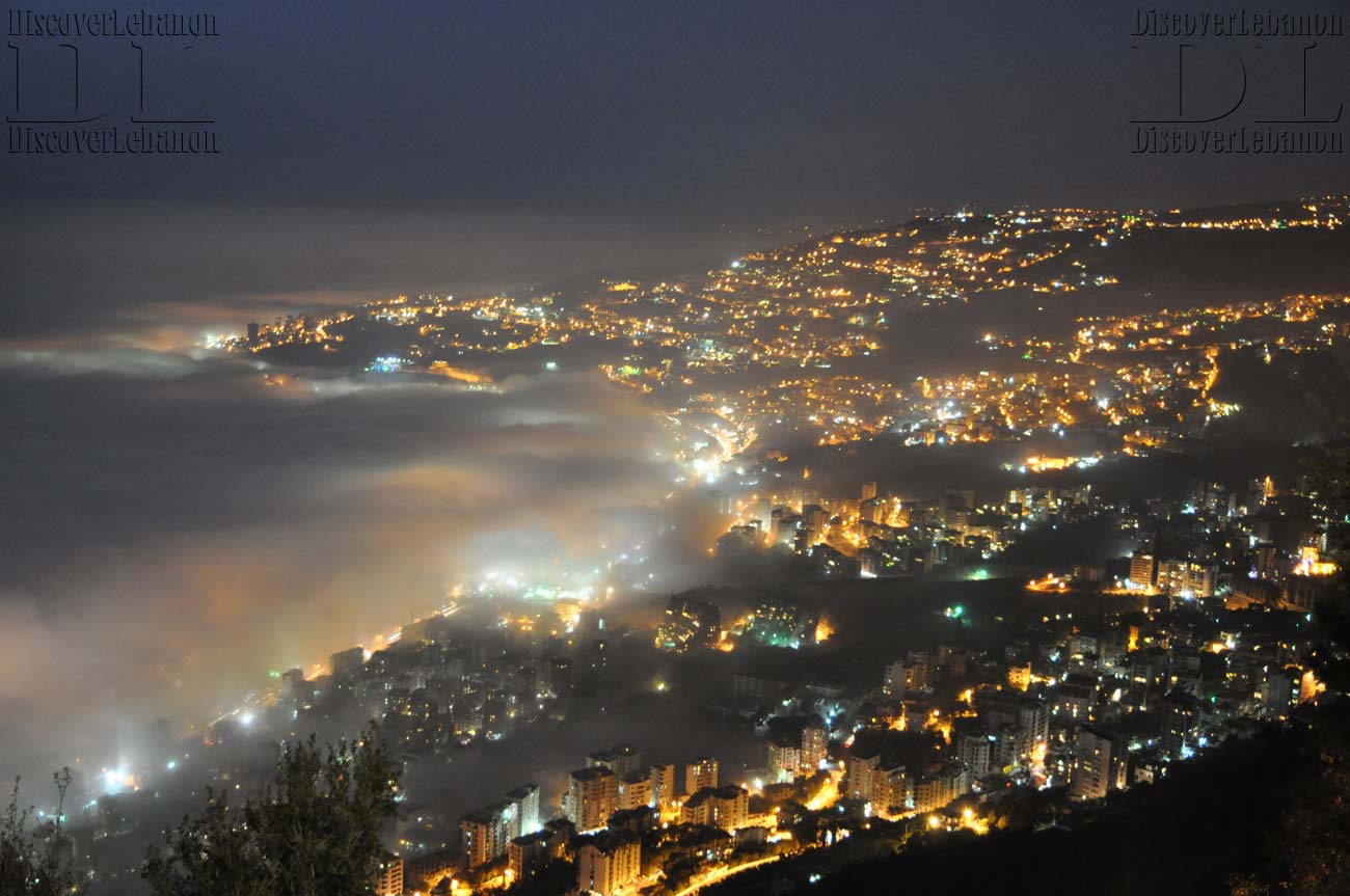 Wallpaper lebanon image picture Jounieh under fog 2012 weather night