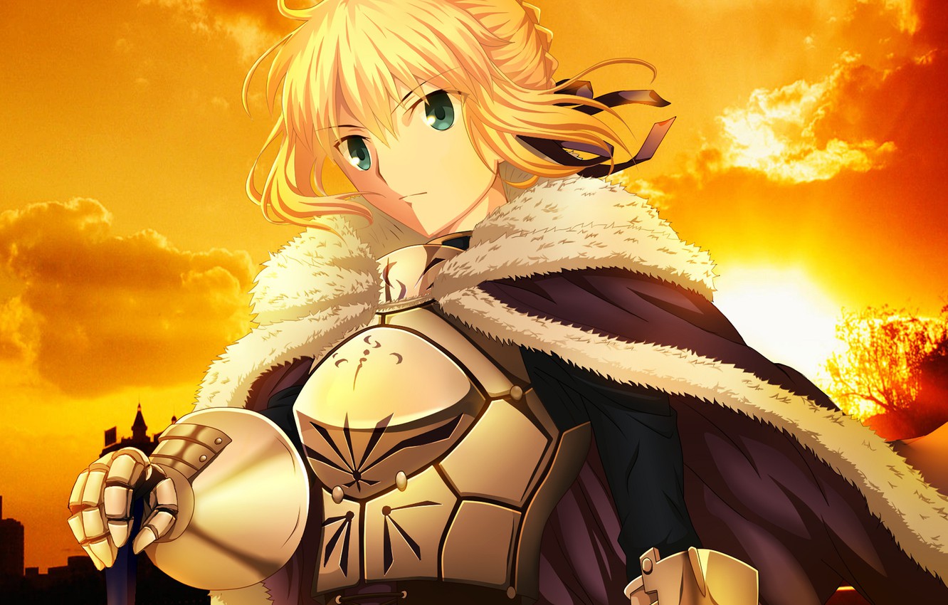Wallpaper girl sunset anime art the saber Fate Stay Night
