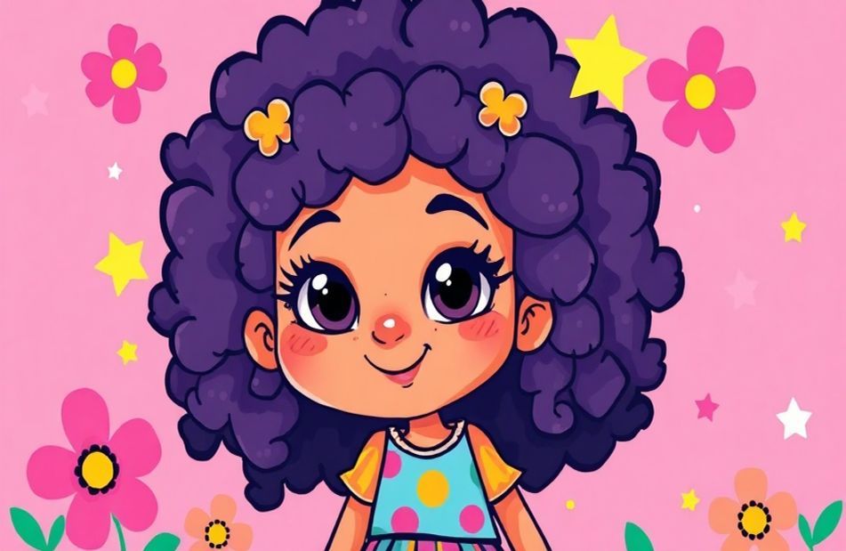Curly Girl Cartoon Wallpaper