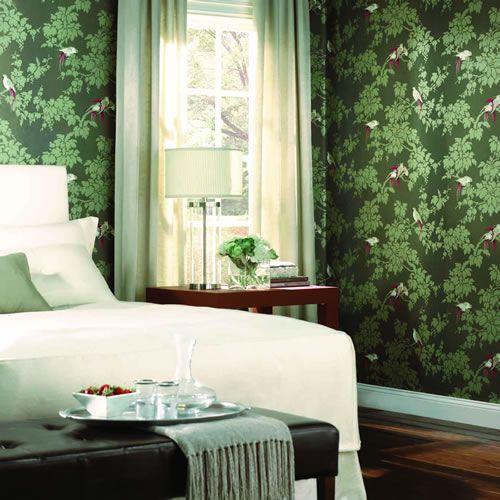 Damask With Birds Wallpaper York Home