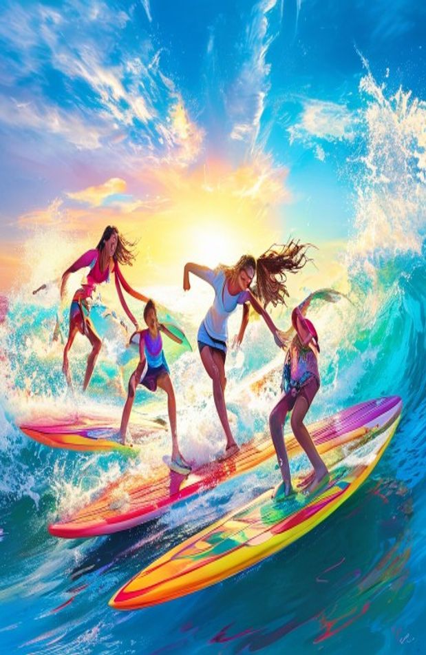 Girls Surfing Wallpaper
