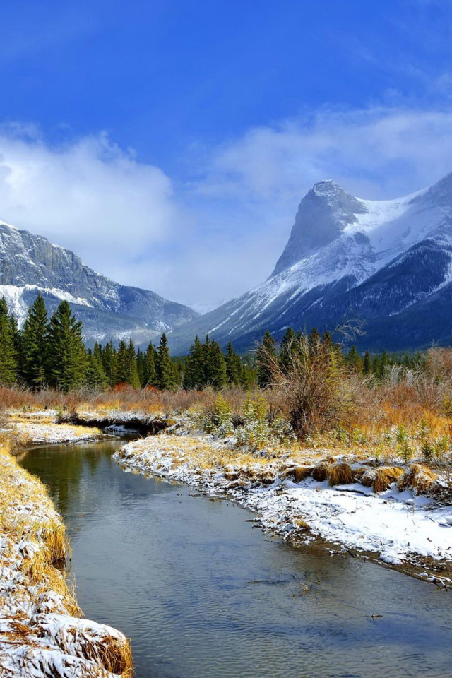 Rocky Mountains River Scenic Iphone Wallpaper