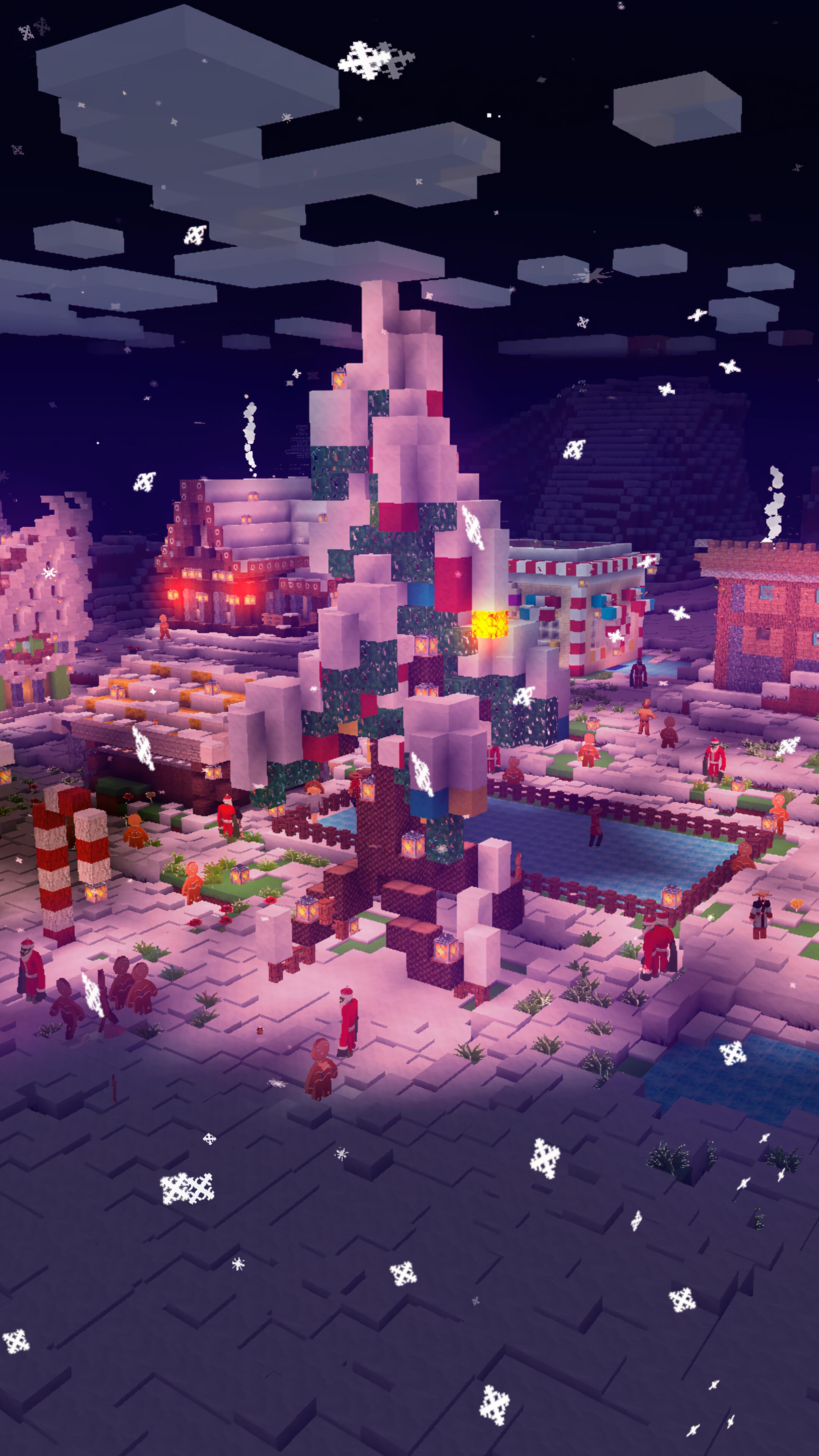 Christmas Village Minecraft 4k Wallpaper iPhone HD Phone 6130h