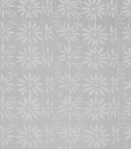 Daisy Wallpaper Silver Mica With A White Print
