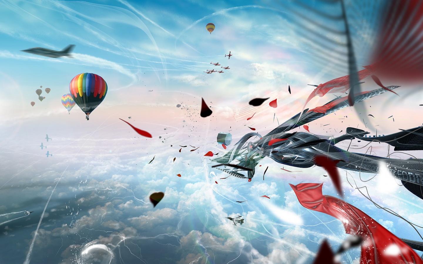 Airplane And Balloon Desktop Pc Mac Wallpaper