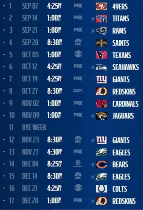 Schedule Dallas Cowboys