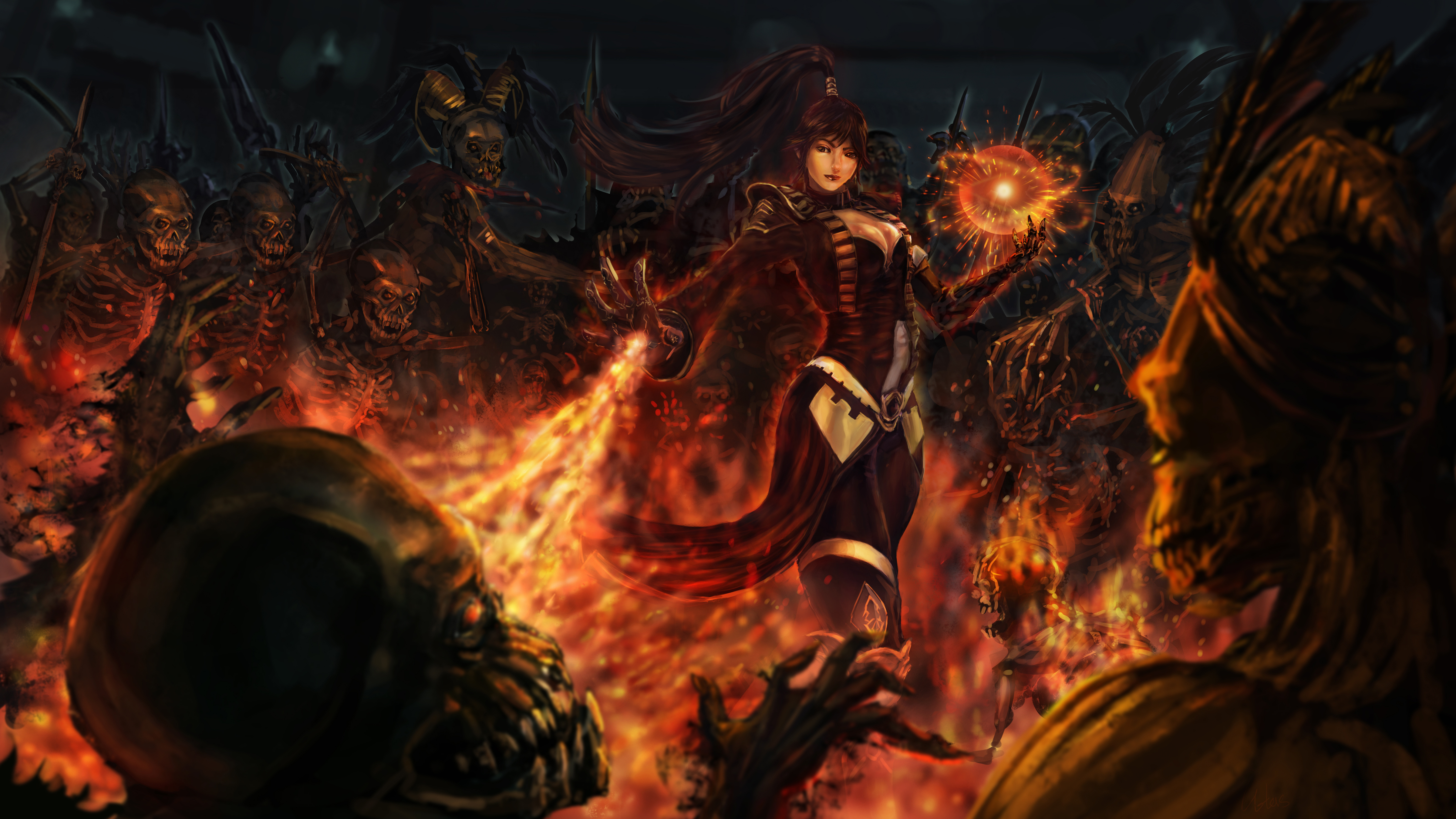 Diablo Wizard Girl Witch Sphere Magic Fire Undead Wallpaper