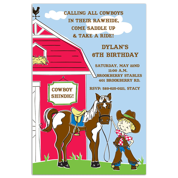 Cowboy Party Invitation BirtHDay Picture Perfect