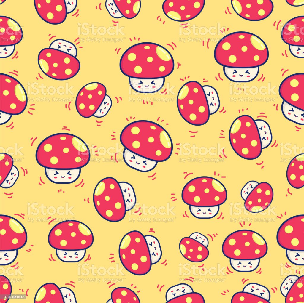 Pattern Mushroom Seamless Cute Background For Banner Wall