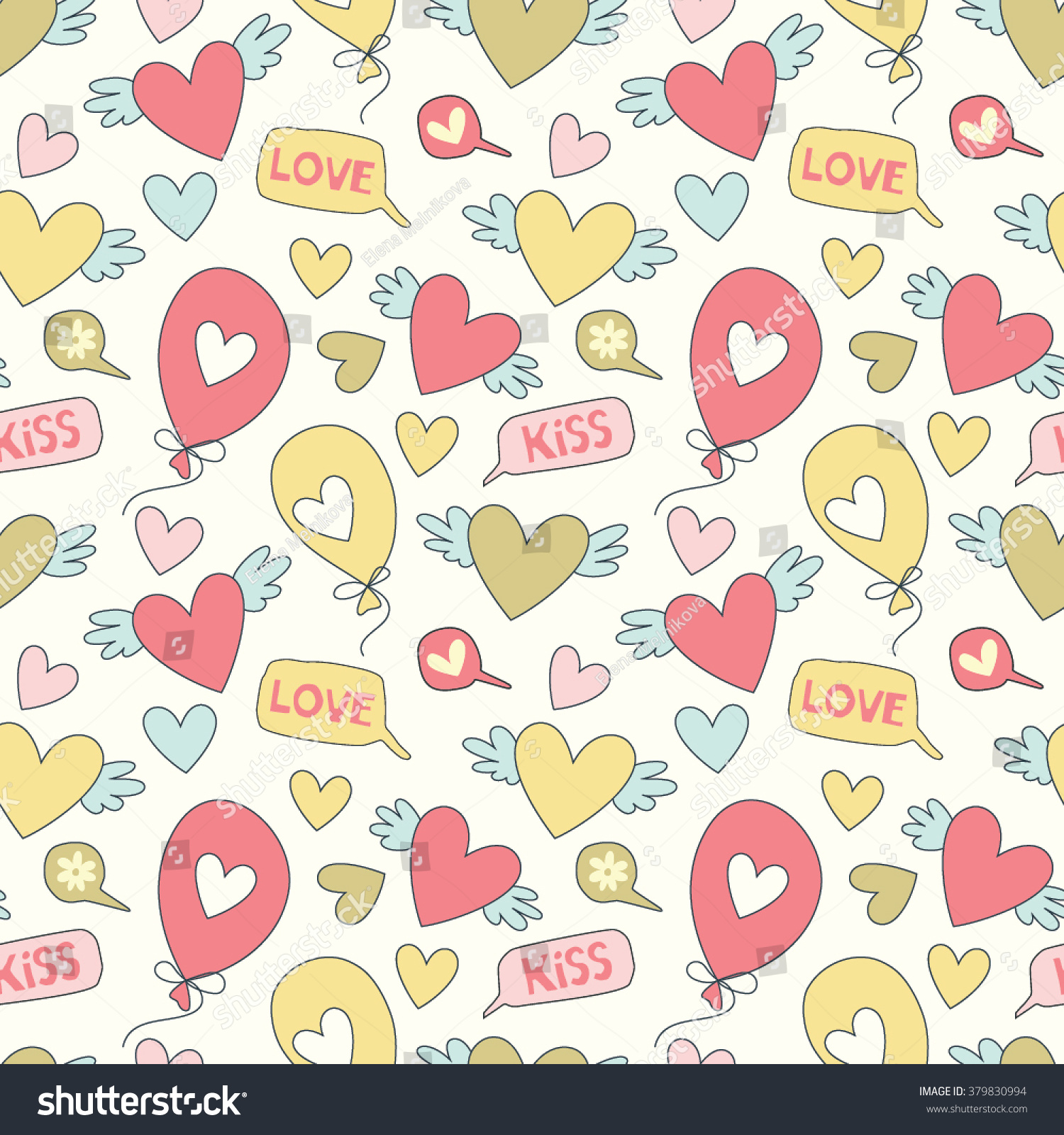 Cartoon Patterns Cute Wallpaper Hearts Speech Stock Vector