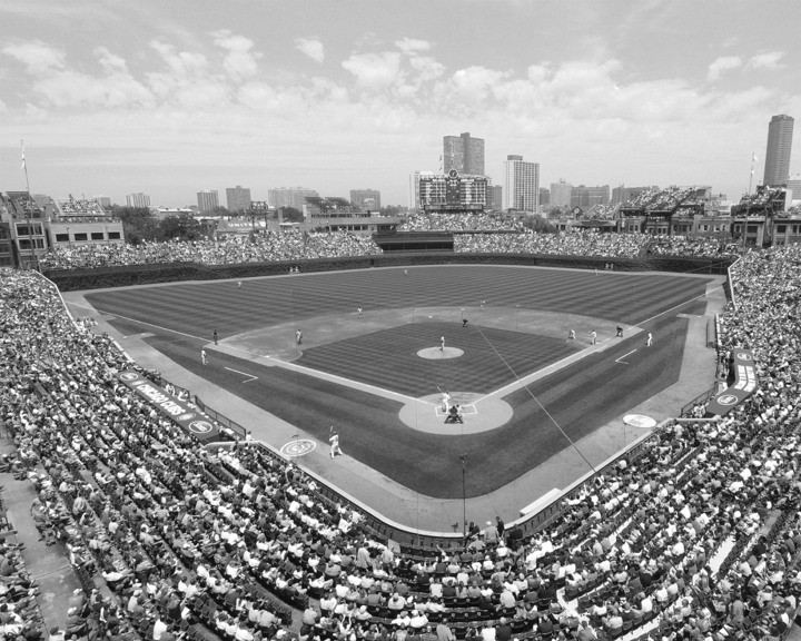 Chicago Cubs Background Wrigley Field Ballpark Black White