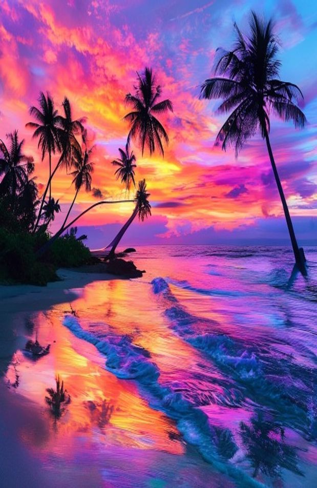 Tropical Island Sunset Wallpaper
